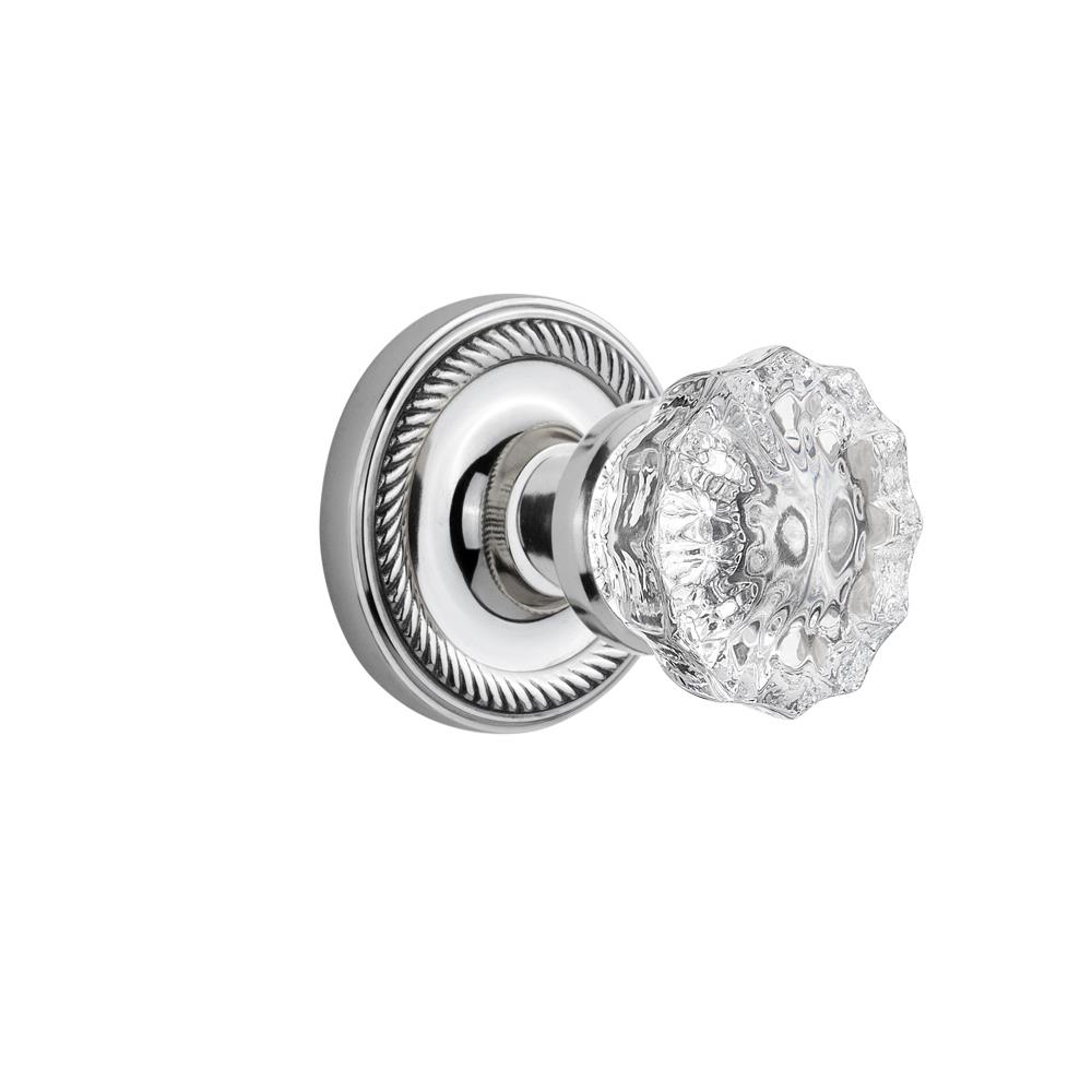 Nostalgic Warehouse ROPCRY Passage Knob Rope rosette with Crystal Knob in Bright Chrome